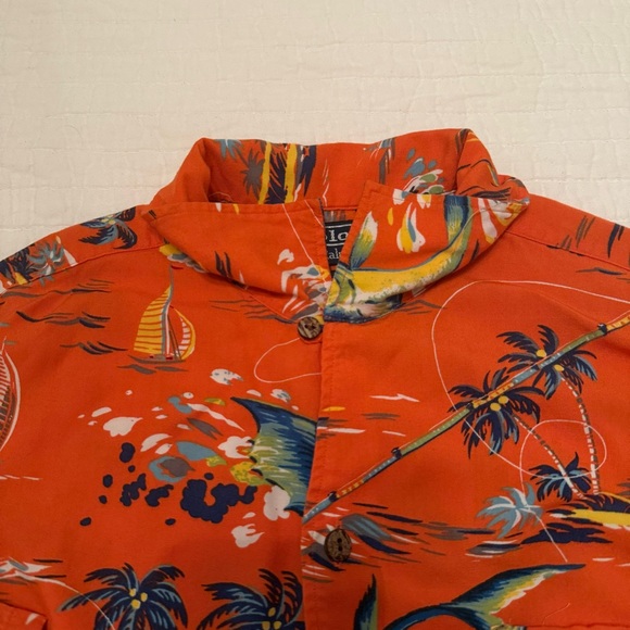 Polo Ralph Lauren Orange Swordfish Tropical Coastal Button Down Shirt Size Large - Picture 13 of 14